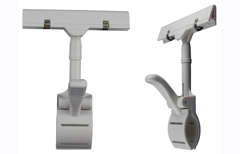 De plastic Kleinhandelstekenhouders, Witte Promotieduim knipt 3 5/8 " *6 3/4“