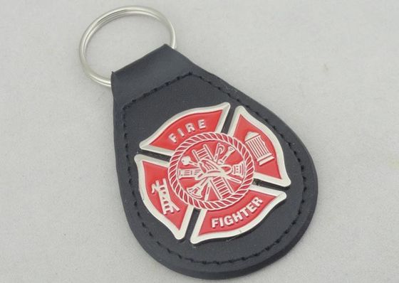 Porta-chaves de couro de couro personalizada liga de zinco de Keychains/bombeiro